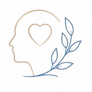 Silhouet van een hoofd met een hart en bladeren, symboliserend verbinding en zorg.